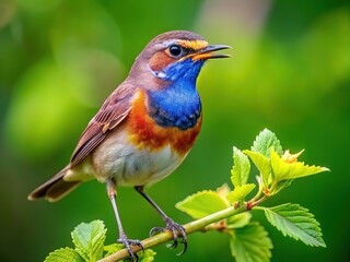 Bluethroat bird: A tiny predator, captured in macro detail.