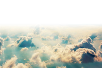 Sunset fluffy clouds background in PNG isolated on transparent background