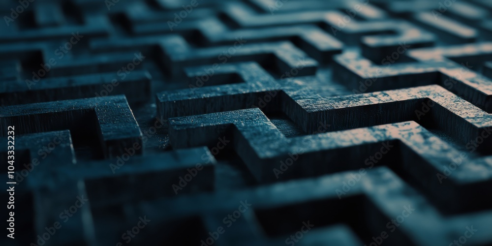 Poster a captivating close-up of a dark, textured maze, its intricate pathways creating a sense of mystery 