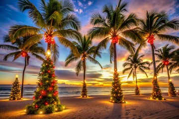 Fototapeta premium Enchanting Christmas in Florida: A Low Light Photography Experience