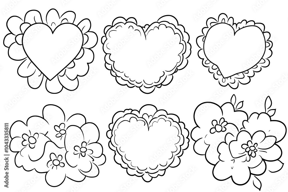 Poster the heart generative illustration features a scribbled motif of white hearts. it is an abstract desi