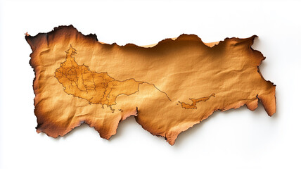 Obraz premium A Burnt paper sheet on with white background,