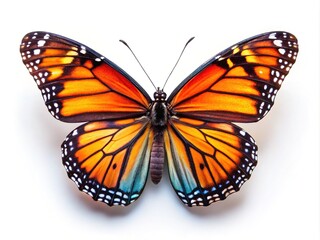 Fototapeta premium Capturing the delicate beauty of butterflies against a pristine white backdrop.