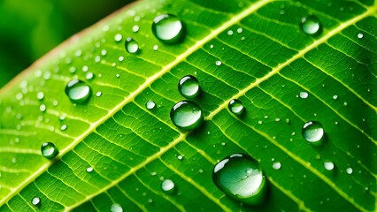 Close-Up of Dew-Covered Leaf Showcasing the Beauty of Natural Patterns and the Serenity of Morning Mist (65)