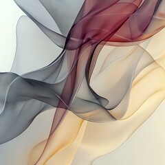 Soft, translucent waves in beige, gray, and burgundy tones.