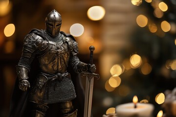 Obraz premium The iron statue of a knight