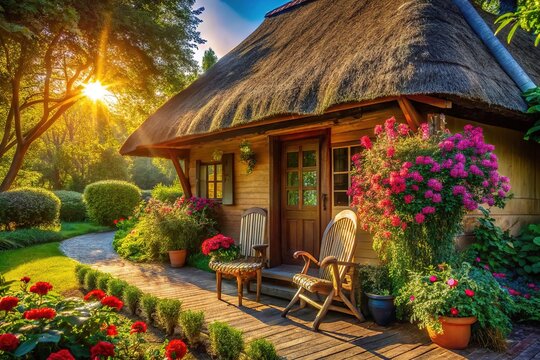 Charming thatched roof bure, rustic haven in the countryside.