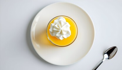 Glass of Advocaat with Whipped Cream on a Plate (Dutch Cuisine)