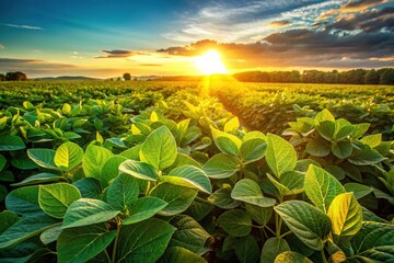 Close-up of lush, vibrant green soybeans flourishing in a Brazilian field.