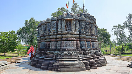 Carved backside view of the Lord Shiva Temple, Bavka, Dahod, Gujarat, India.