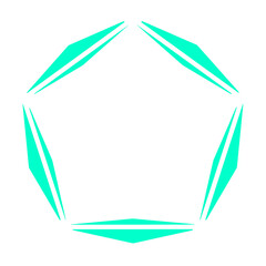 green pentagon line frame and sparkle on corner