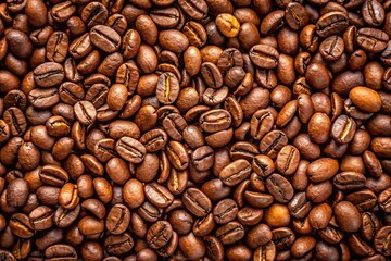 Fototapeta premium Roasting coffee beans in a wide-angle view