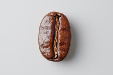 A single coffee bean with detailed texture, centered on a pure white background