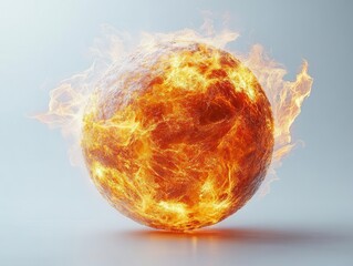 dynamic visual of a burning ball effect on a stark white background, showcasing vibrant flames and intricate details ideal for compositing and visual effects work