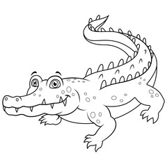 Illustration Of A Smiling Crocodile cartoon line art