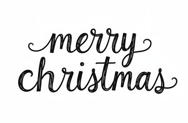 Fototapeta premium Christmas greetings written in a fancy font. The letters are black, the background is white.