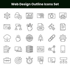 Illustration of a Web Design Outline Icons Set