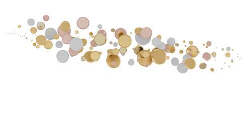 Glorious Cascade: Exquisite 3D Illustration of Glowing gold Confetti