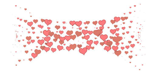 Love valentine background with red petals of hearts on transparent background