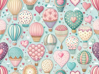 Delightful air balloon and heart design, ideal for kids, love, and celebrations.