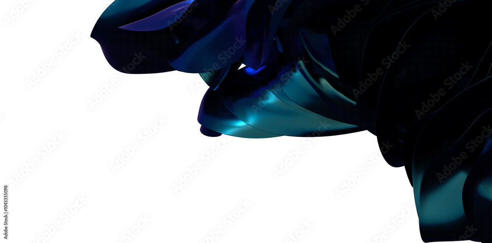 Poster blue wave abstract background 3d rendering flat design style