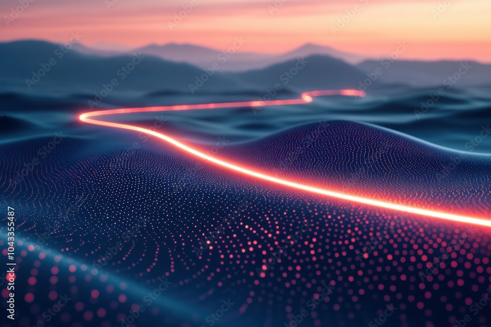 Aufkleber a digital landscape is divided by a glowing line, representing a high-tech border that separates com