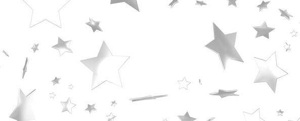 Group of silver stars isolated on white background.