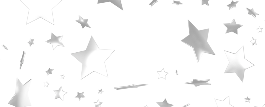 Group of silver stars isolated on white background.