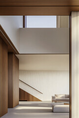 Fototapeta premium Modern minimalist interior design in a spacious living area with natural light