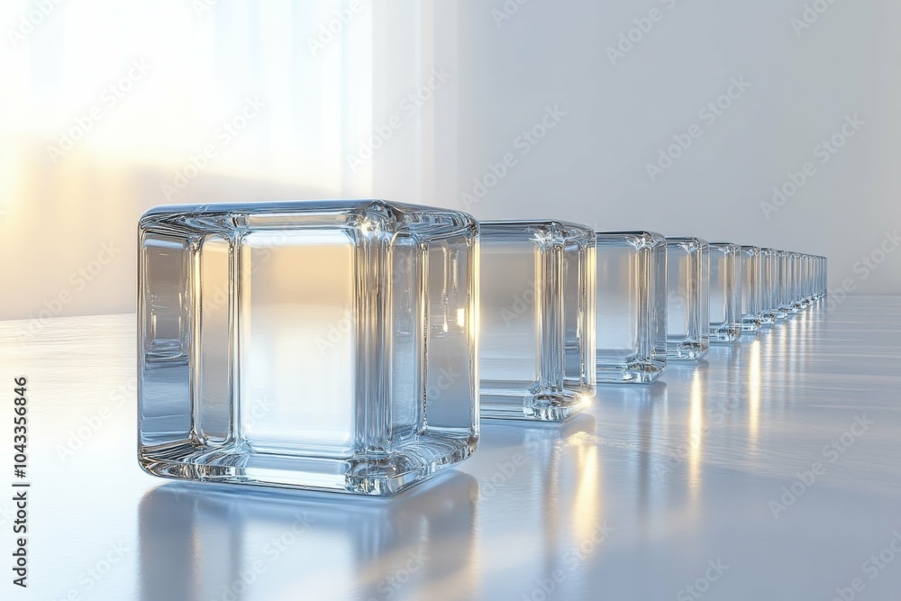 Poster a series of transparent cubes forms a barricade, symbolizing an impenetrable barrier and the complex