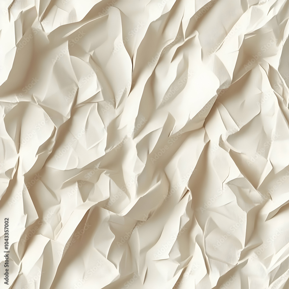Poster abstract background of crumpled white paper with soft light and shadows.