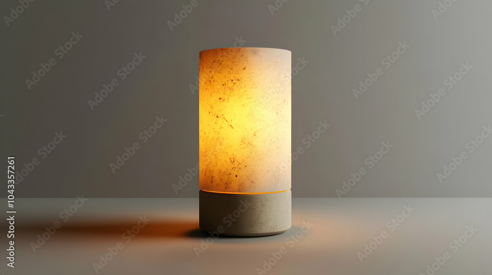 Poster small minimalist table lamp with simple round base in soft lighting