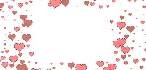 Love valentine background with red petals of hearts on transparent background