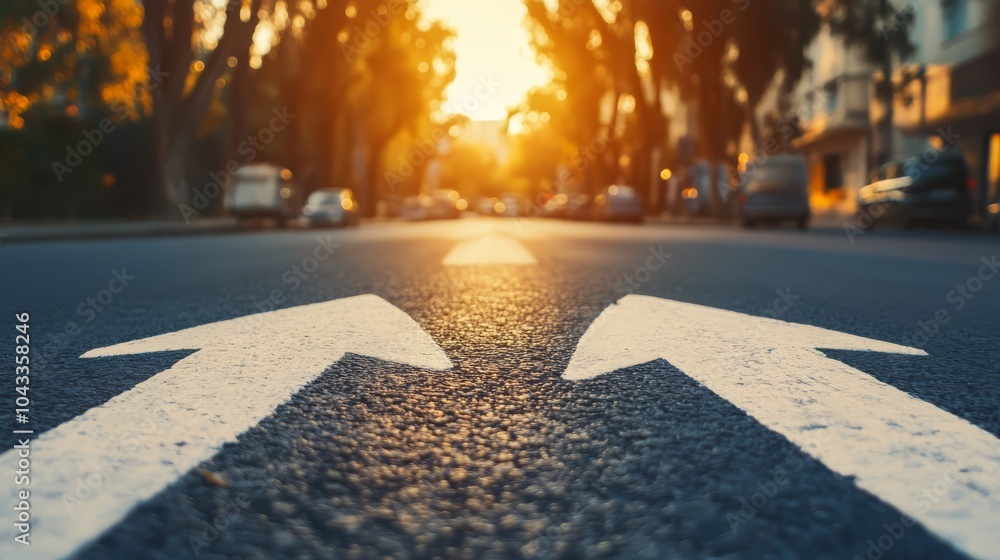 Poster navigating the way of direction with arrow as sign for making a choice in decision towards different