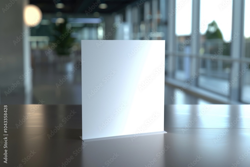 Poster a simple white card placed on a table with nothing else around it