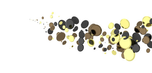 Glorious Cascade: Exquisite 3D Illustration of Glowing gold Confetti