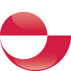 Sphere shaped national flag of the European country of GREENLAND