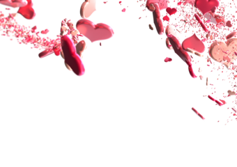 realistic isolated heart confetti on the transparent background for decoration and covering.