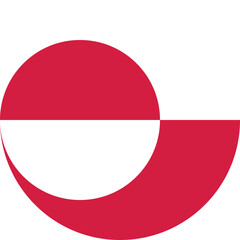 Circle shaped national flag of the European country of GREENLAND