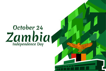 October 24, Independence Day of Zambia vector illustration. Suitable for greeting card, poster and banner.