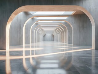 futuristic concrete architecture reveals a spacious car park and sleek, empty square floor, emphasizing modern design and innovative functionality