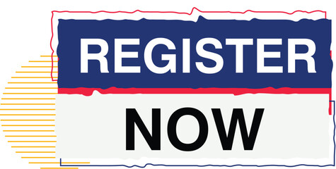 Fototapeta premium Register Now Slogan Web Banner Template sign up Book Now Entry Symbol