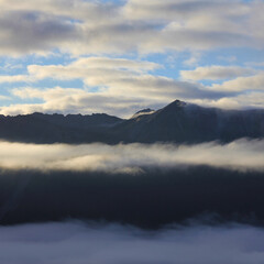 Morning scene in the Southern Alps, view from Mount Robert.