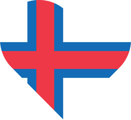 Obraz premium Heart shaped national flag of the European country of FAROE ISLANDS