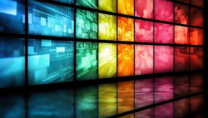 Abstract Background with Digital Screens Displaying Media Content