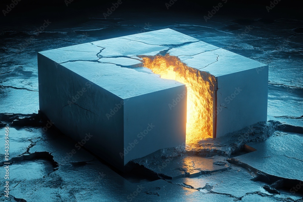 Aufkleber a locked box illuminated with a glowing light attempting to escape through the cracks, representing 