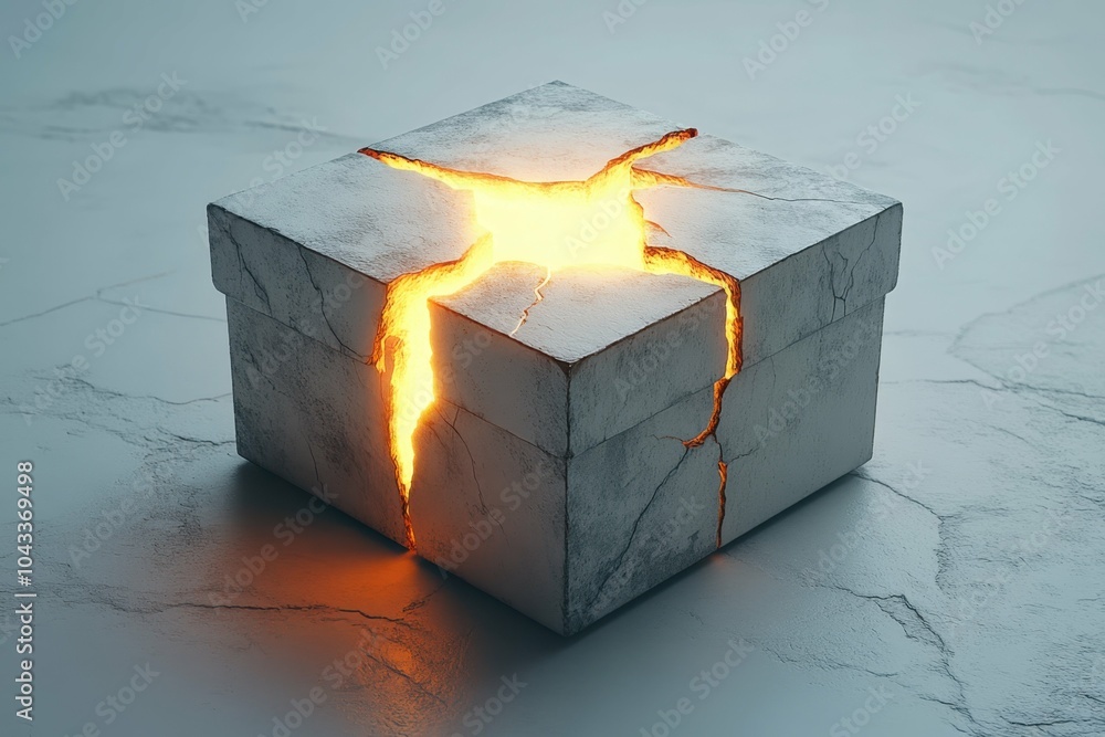 Aufkleber a locked box illuminated with a glowing light attempting to escape through the cracks, representing 