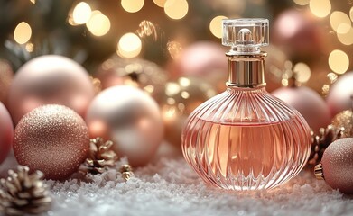 Gold lights illuminate elegant glassware and ornaments during the holidays to create a festive atmosphere