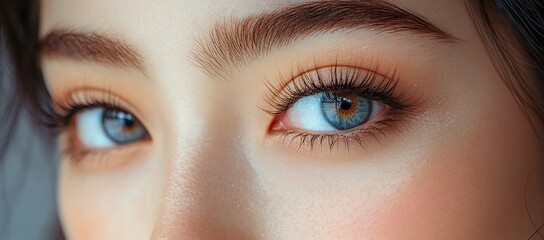 Naklejka premium A close-up of meticulously groomed eyebrows displayed under soft lighting