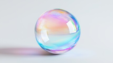 A clear, colorful ball with a rainbow effect